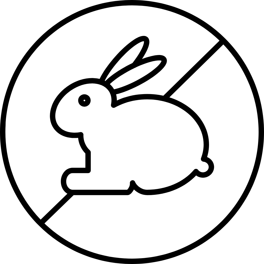 Black outline of a rabbit inside a circle on a white background