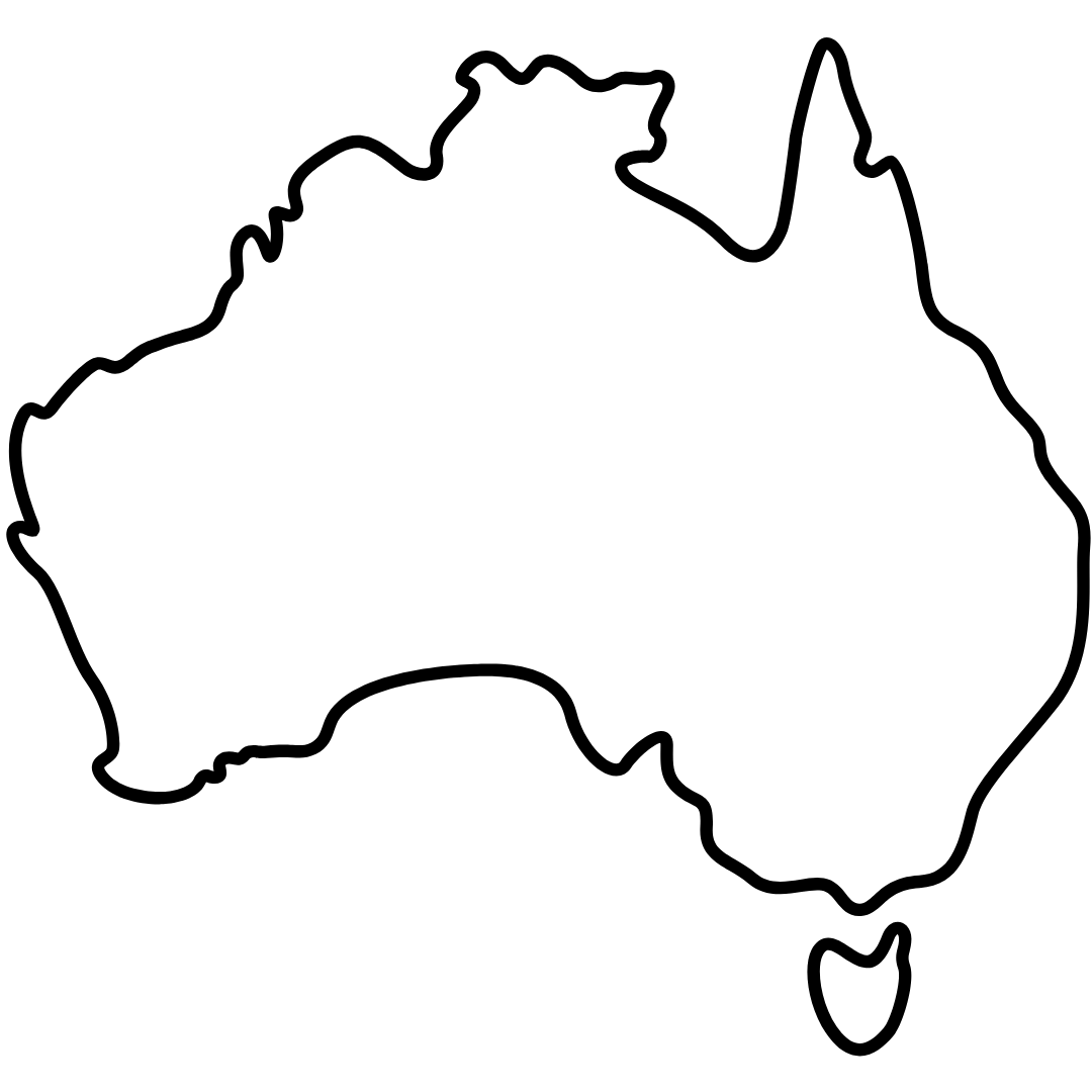 Outline of Australia on a white background
